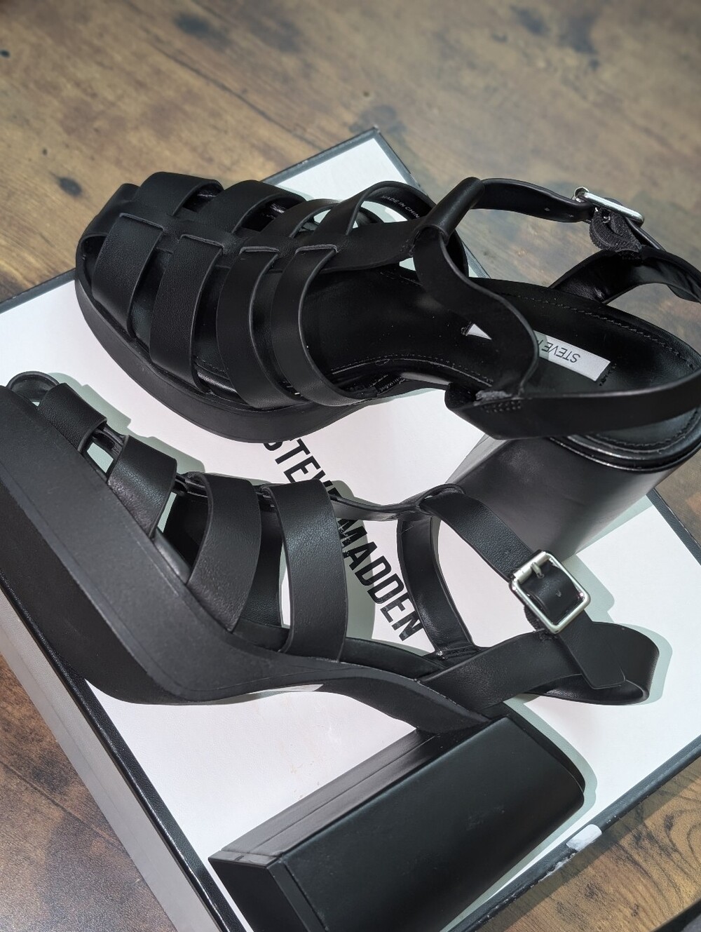 Steve Madden Black Strappy Block Heels